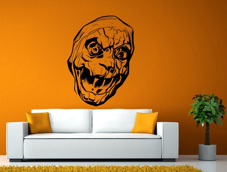 Mummy Zombie Face Head Dead Scary Wall or Window Sticker Decal Vinyl Fathead Mural Decor L1983
