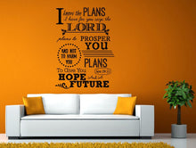 Load image into Gallery viewer, Plans Lord Prosper Plans Hope Future Verse Quote Bible Jere 29:11 Wall or Window Sticker Decal Vinyl Fathead Mural Decor L1989