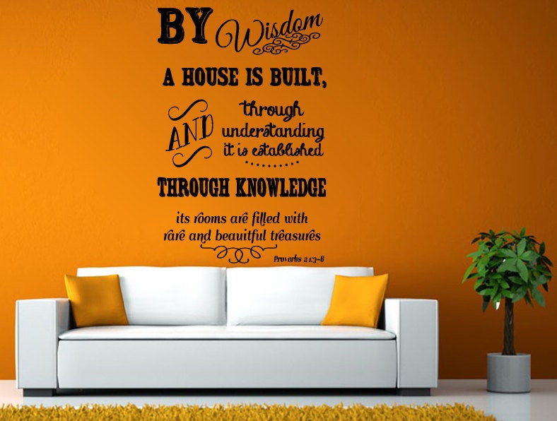 Wisdom Established Through Knowledge Lord God Verse Quote Bible Wall or Window Sticker Decal Vinyl Fathead Mural Decor L1992