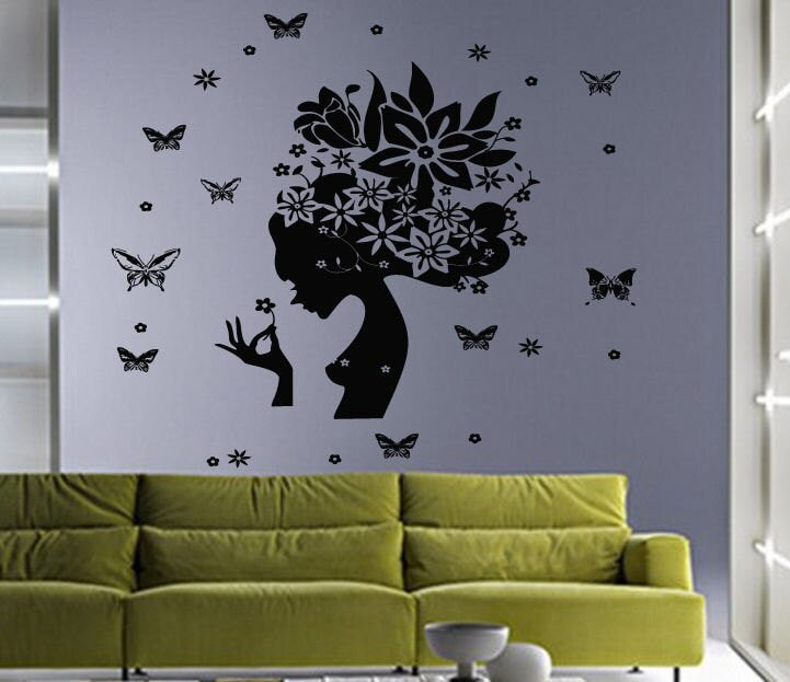 Girl with Flowers decal, Girl sticker, Sexy Girl decal, Lady sticker no 015