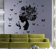 Load image into Gallery viewer, Girl with Flowers decal, Girl sticker, Sexy Girl decal, Lady sticker no 015