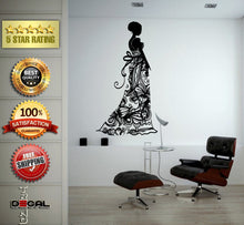 Load image into Gallery viewer, Flower Pattern Dress Girl Model Bride Beautiful Fashion Woman Pretty Design Wall Window Sticker Decal Vinyl Silhouette Decor L1865