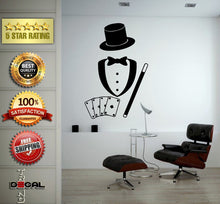 Load image into Gallery viewer, Magic Magicians Tools Kit Playing Cards Magic Wand Cylinder Top Hat Wall Window Sticker Decal Vinyl Silhouette Decor L1878