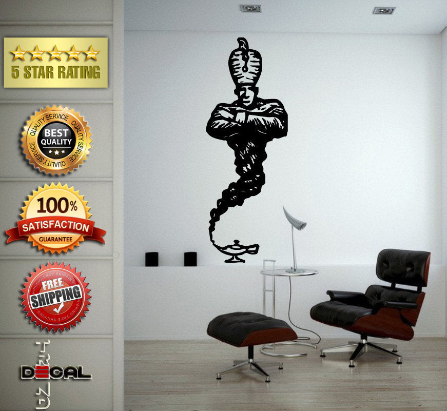 Magic Genie Lamp Three Wishes Wall Window Sticker Decal Vinyl Silhouette Decor L1879