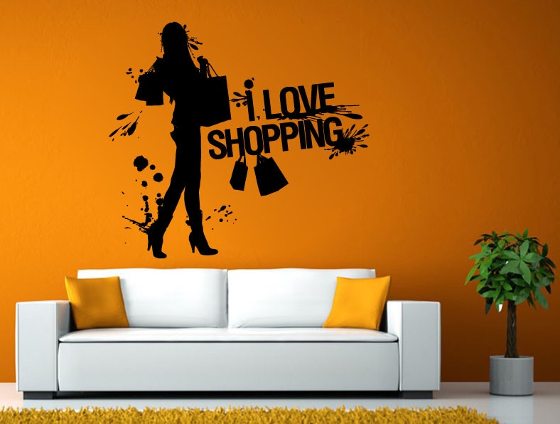 Fashion Shopping Style Woman Female Girl Dressing Design Swag Getup Wall Window Sticker Decal Vinyl Silhouette Decor L1909