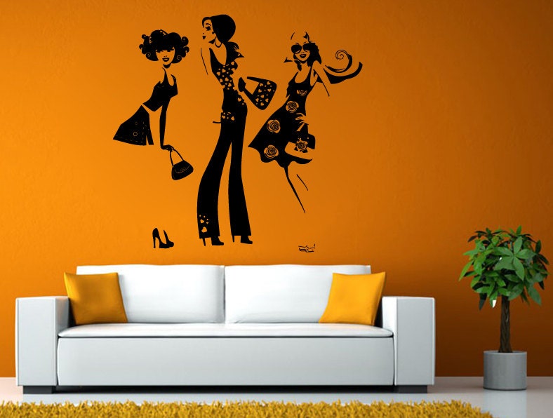 Fashion Shopping Style Woman Female Girl Dressing Design Swag Getup Wall Window Sticker Decal Vinyl Silhouette Decor L1911