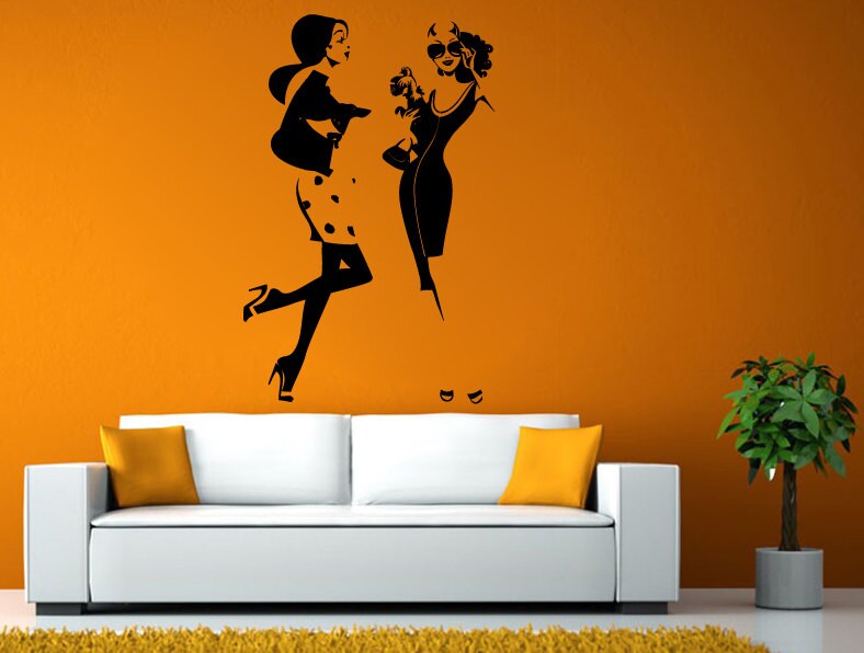 Fashion Shopping Style Woman Female Girl Dressing Design Swag Getup Wall Window Sticker Decal Vinyl Silhouette Decor L1915