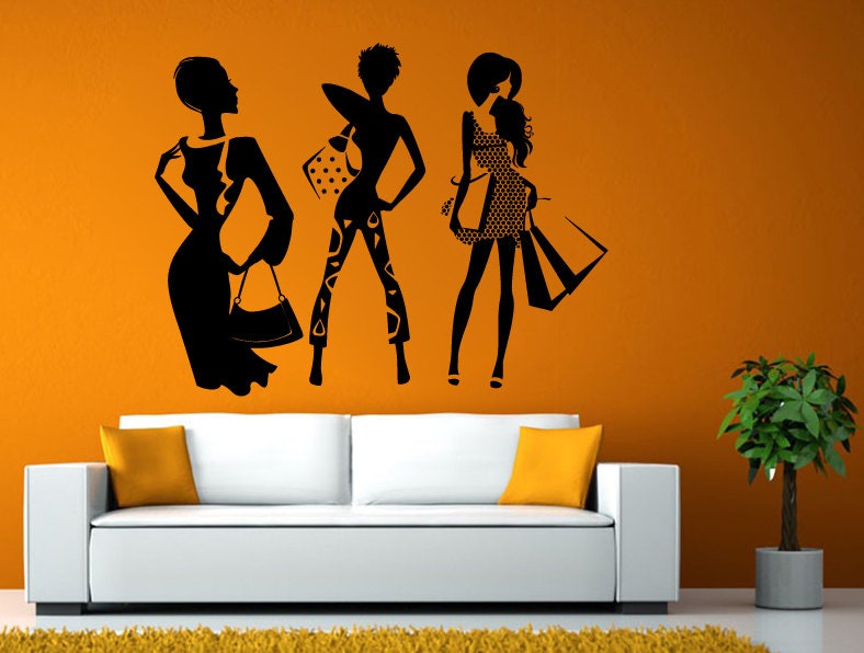Fashion Shopping Style Woman Female Girl Dressing Design Swag Getup Wall Window Sticker Decal Vinyl Silhouette Decor L1916