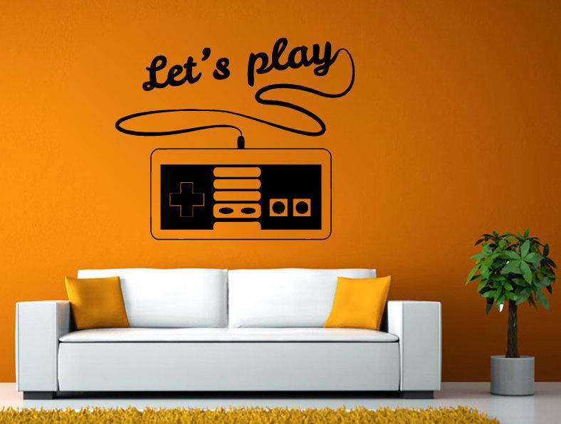 Video Game Controller Joystick Gamer Gaming Let's Play Tv Wall or Window Sticker Decal Vinyl Fathead Mural Decor L2013