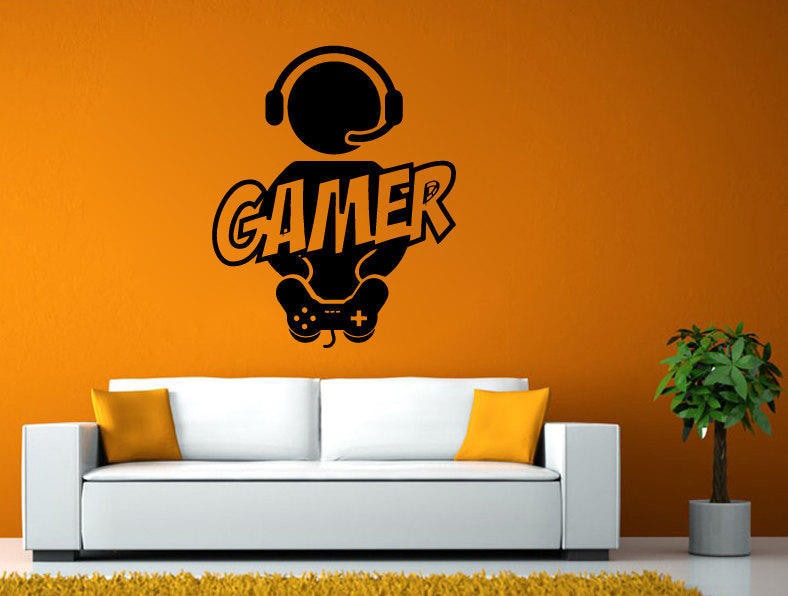 Video Game Controller Joystick Gamer Gaming We Love Gaming Let's Play Tv Wall or Window Sticker Decal Vinyl Fathead Mural Decor L2020