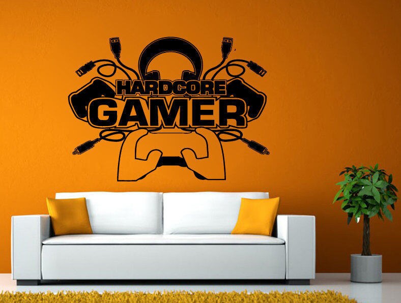 Video Game Controller Joystick Gamer Gaming We Love Gaming Let's Play Tv Wall or Window Sticker Decal Vinyl Fathead Mural Decor L2029