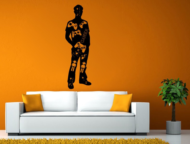 Video Game Controller Joystick Gamer Gaming We Love Gaming Let's Play Tv Wall or Window Sticker Decal Vinyl Fathead Mural Decor L2034