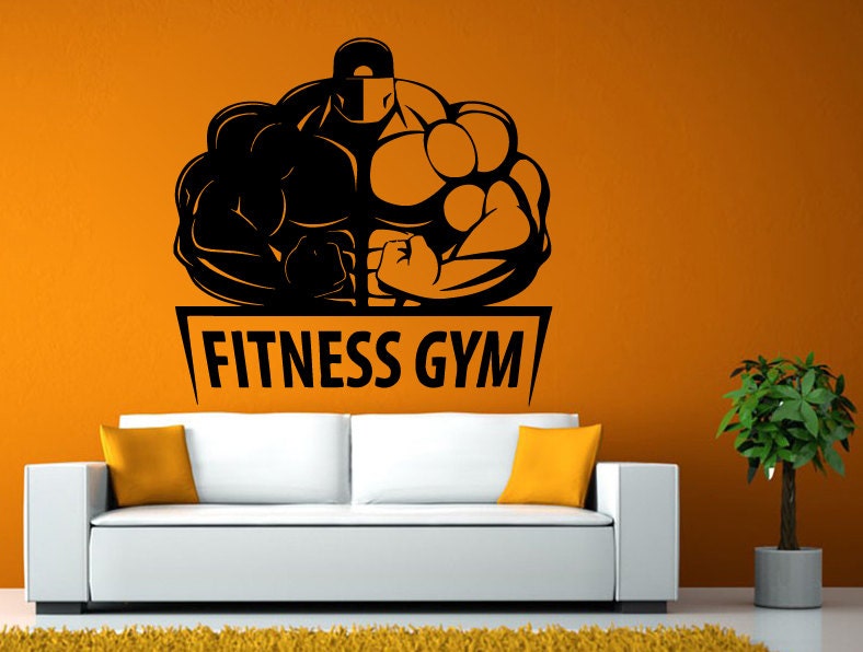 Fitness Gym Gymnasium Training Lifting Weights Work Out Wall or Window Sticker Decal Vinyl Fathead Mural Decor L1932