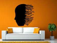 Load image into Gallery viewer, Electric Brains Human Head Motherboard Internet Work Out Wall or Window Sticker Decal Vinyl Fathead Mural Decor L1933