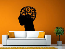 Load image into Gallery viewer, Human Man Brains World Inside Thoughts Gears Knowledge Wall or Window Sticker Decal Vinyl Fathead Mural Decor L1935
