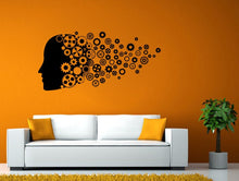 Load image into Gallery viewer, Thinking Gears Decal | Head Silhouette Decal | Knowledge Decal | Science Geek Decal | School Decal | Classroom Decal | Wall Decal | Sticker