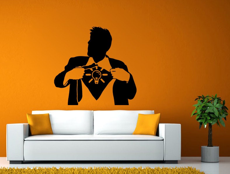 Idea Man Guy Word Bulb Light Bulb Wall or Window Sticker Decal Vinyl Fathead Mural Decor L1938