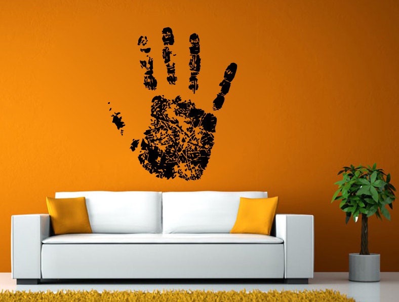 Hand Palm Print Sketch Wall or Window Sticker Decal Vinyl Fathead Mural Decor L1939