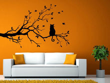 Load image into Gallery viewer, Cat On Tree Branch Birds Pattern Kitten Sitting Wall Window Vehicle Sticker Decal Vinyl Fathead Mural Decor L2050