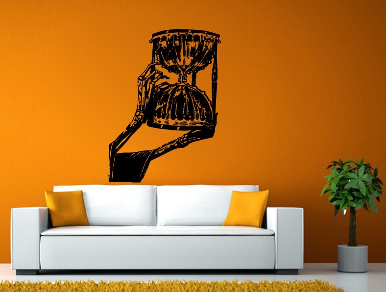 Hourglass Sand Timer Watch Clock Death Grim Reaper Hands Wall or Window Sticker Decal Vinyl Fathead Mural Decor L1945
