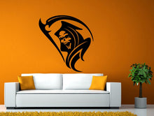 Load image into Gallery viewer, Grim Reaper Angel Of Death Holding Street Clock Watch Wall or Window Sticker Decal Vinyl Fathead Mural Decor L1955