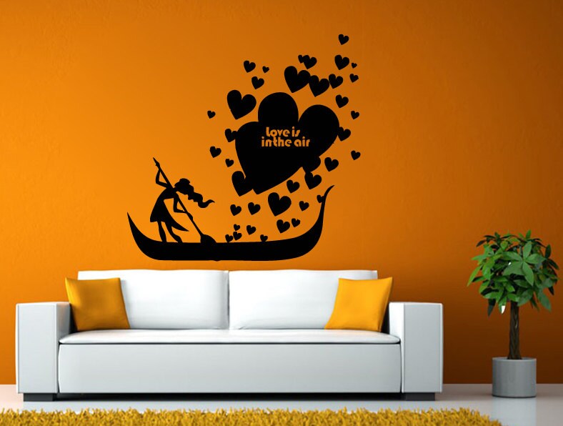 Love Hearts Love Boat Love Is In The Air Wall or Window Sticker Decal Vinyl Fathead Mural Decor L1962