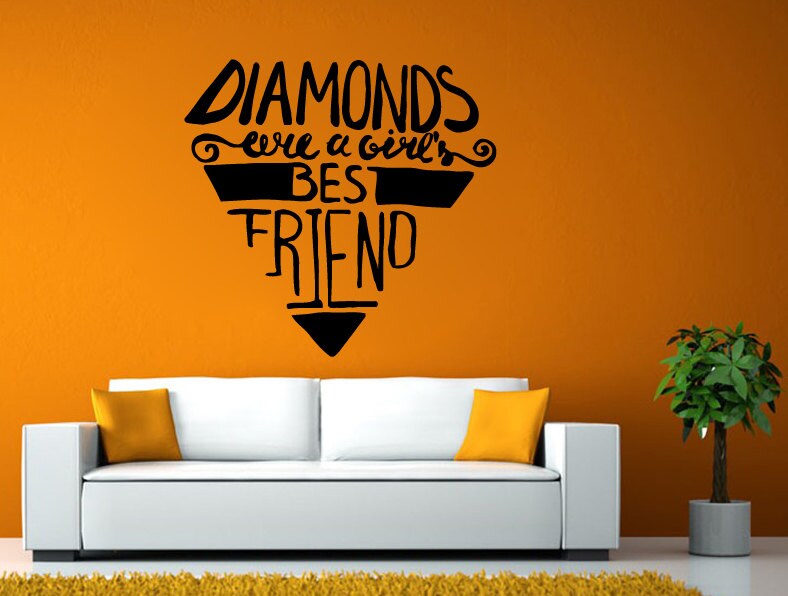 Diamonds Are A Girls Best Friend Logo Diamond Shape Wall or Window Sticker Decal Vinyl Fathead Mural Decor L1978