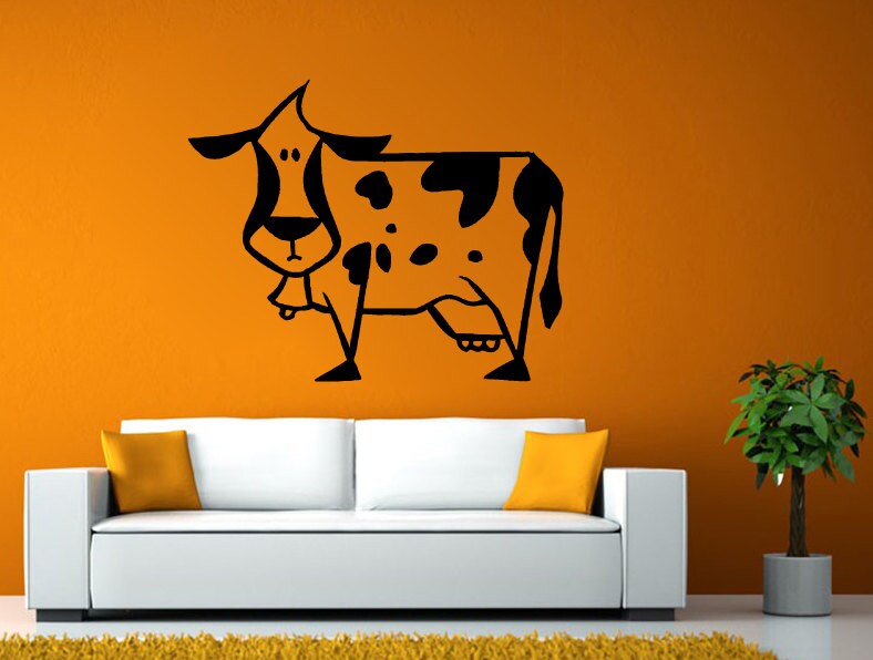 Cow Bell Funny Cartoon Animal Wall or Window Sticker Decal Vinyl Fathead Mural Decor L1981