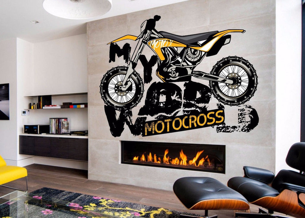 Motocross Full Color Decal, Motocross world Full color sticker, wall art cn 035