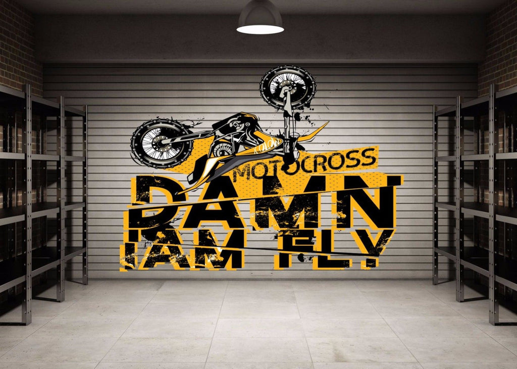 Motocross Full Color Decal, Damn I am Fly Full color sticker, wall art cn 036