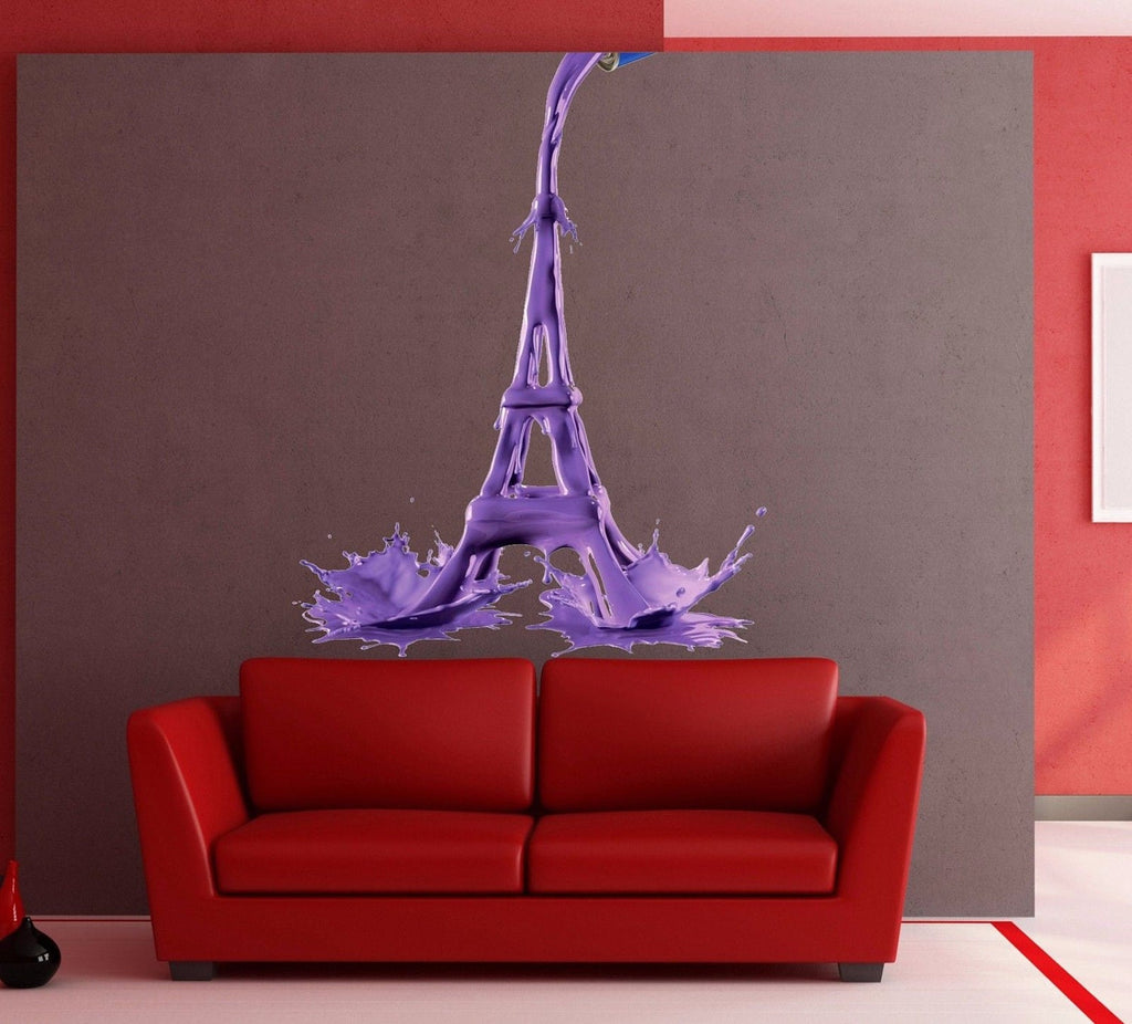 Eiffel Tower Splash Full Color Decal, Paris Full color sticker, wall art, cn 080