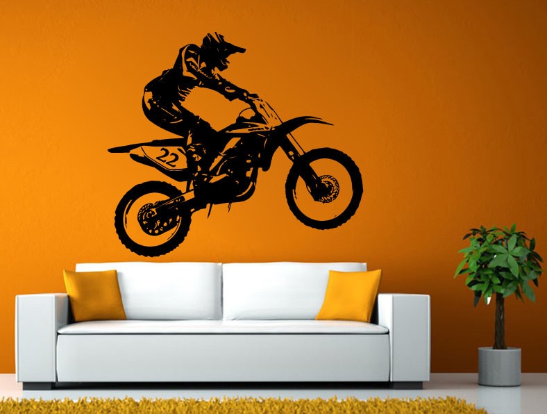 Dirt Bike Racing Biker Extreme Sport Wall Sticker Vinyl Mural Decal Home House Apartment Art Decor FREE SHIPPING L1996