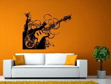Load image into Gallery viewer, Music Electric Guitar Instrument Rock Band Artist Musical Wall or Window Sticker Decal Vinyl Fathead Mural Decor L2007
