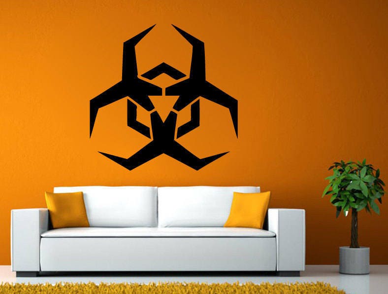 Bio Hazard Chemical Danger Attention Logo Sign Wall or Window Sticker Decal Vinyl Fathead Mural Decor L2009
