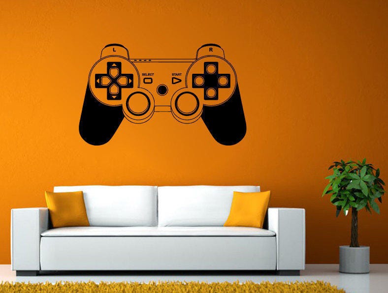 Video Game Controller Joystick Gamer Gaming Let's Play Tv Wall or Window Sticker Decal Vinyl Fathead Mural Decor L2014