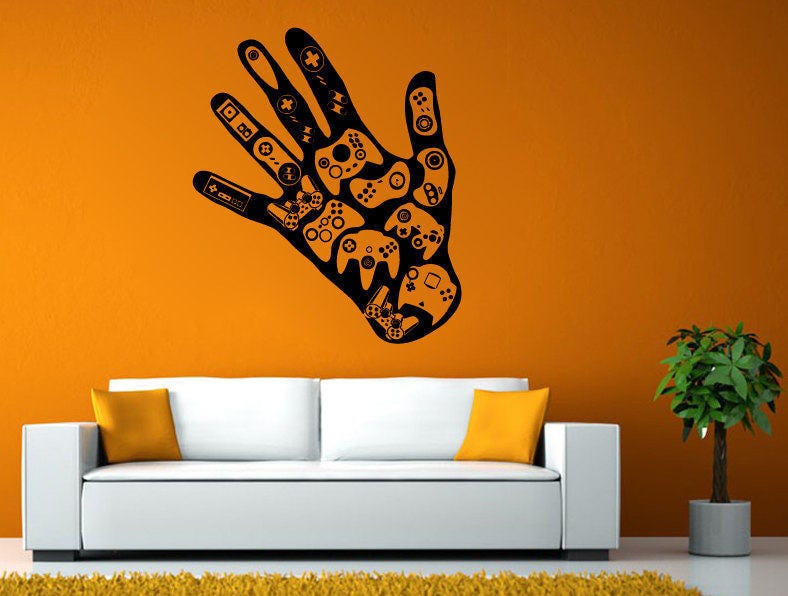 Video Game Controller Joystick Gamer Gaming We Love Gaming Let's Play Tv Wall or Window Sticker Decal Vinyl Fathead Mural Decor L2021
