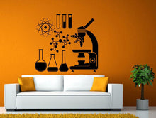 Load image into Gallery viewer, School Microscope Science Scientist Chemical Chemistry Atom Beaker Wall or Window Sticker Decal Vinyl Fathead Mural Decor L2023