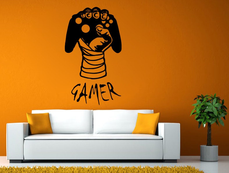 Video Game Controller Joystick Gamer Gaming We Love Gaming Let's Play Tv Wall or Window Sticker Decal Vinyl Fathead Mural Decor L2038