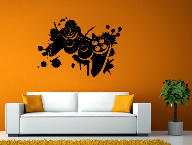 Video Game Controller Joystick Gamer Gaming We Love Gaming Let's Play Tv Wall or Window Sticker Decal Vinyl Fathead Mural Decor L2039