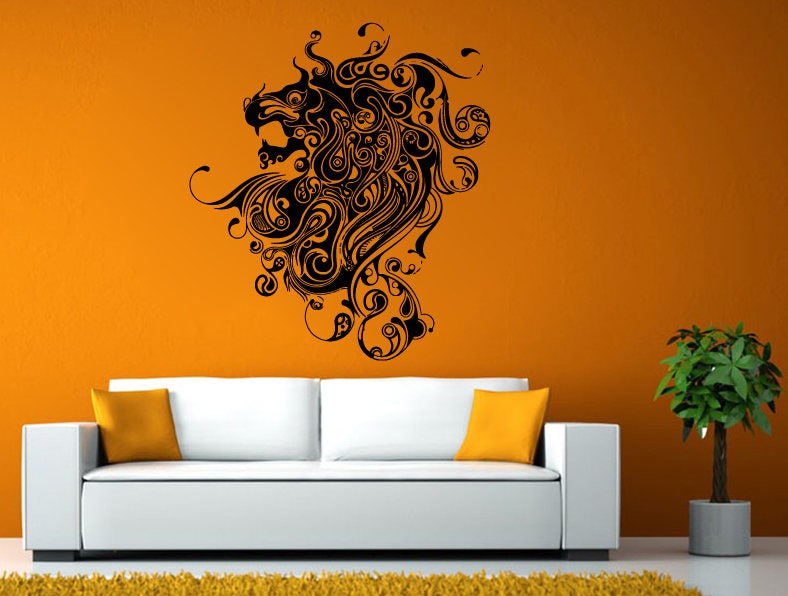 Lion Head African Jungle Cat Predator Flower Abstract Wall Window Vehicle Sticker Decal Vinyl Fathead Mural Decor L2071