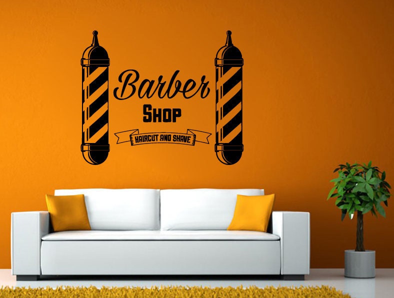 Barber Shop Haircut Shave Style Salon Trim Sign Grooming Wall Window Vehicle Sticker Decal Vinyl Fathead Mural Decor Art L2077