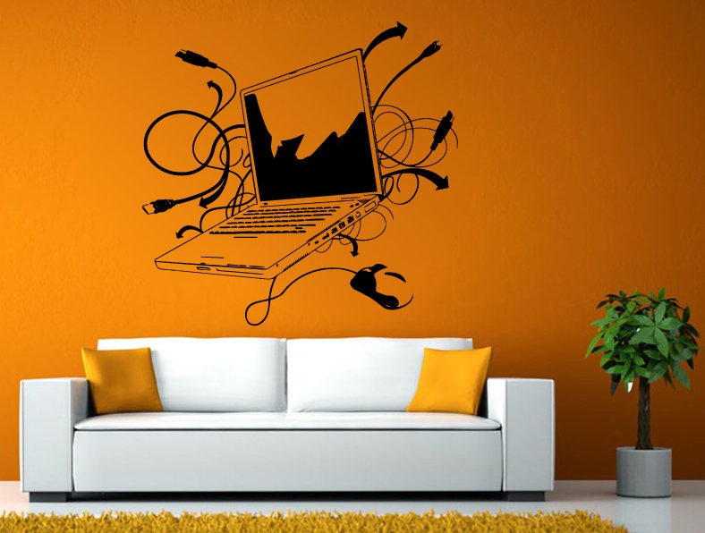 Computer Laptop PC Gamer Video Games Player Wall Window Vehicle Sticker Decal Vinyl Mural Decor Art L2087