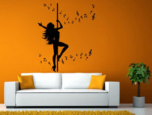 Load image into Gallery viewer, Poll Dancing Girl Music Notes Melody Dance Wall Stickers Decals Vinyl Mural Decor Art L2089