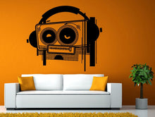 Load image into Gallery viewer, Tape Recorder Music Headphones Radio Vintage Player Funny Face Wall Stickers Decals Vinyl Mural Decor Art L2098