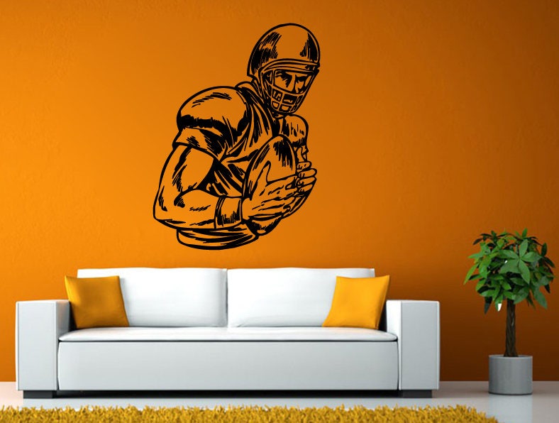 American Football Player Sports Ball Hero Wall Stickers Decals Vinyl Mural Decor Art L2112