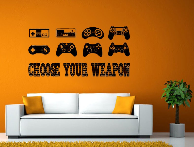 Video Games Gamer Gaming Controller Joystick Remote Console Wall Stickers Decals Vinyl Mural Decor Art L2115