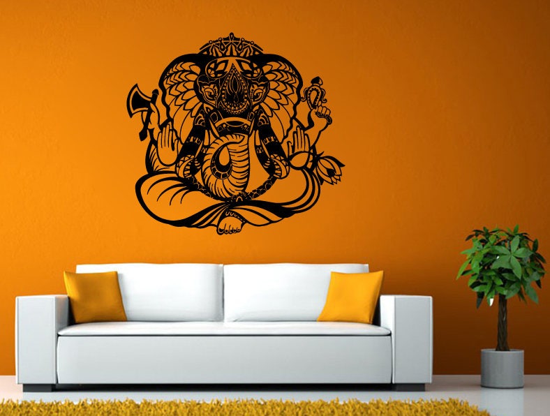 Ganesha Hindu Elephant God India Yoga Wall Stickers Decals Vinyl Mural Decor Art L2130