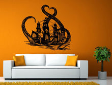 Load image into Gallery viewer, Octopus Kraken Ship Sinking Pirates Locker Ocean Sea Creature Monster Wall Stickers Decals Vinyl Mural Decor Art L2136