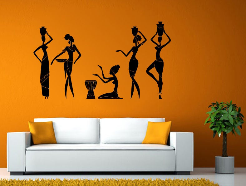 Woman African Tribe Group Afro Girls Wall Stickers Decals Vinyl Mural Decor Art L2137