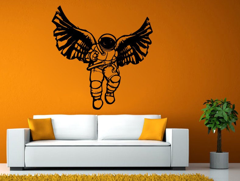Cosmonaut Astronaut Space Man NASA Angel Wings  Wall Stickers Decals Vinyl Mural Decor Art L2143
